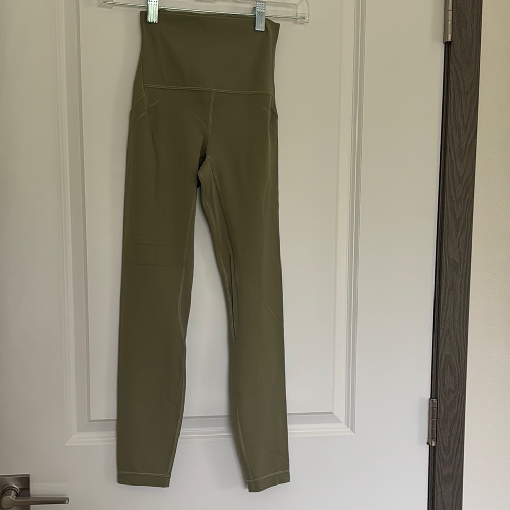 Lululemon Light Olive Green High-Waisted Leggings. Size 2. Pre-owned